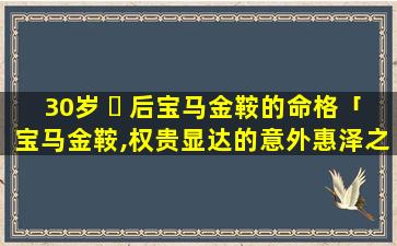 30岁 ☘ 后宝马金鞍的命格「宝马金鞍,权贵显达的意外惠泽之数」